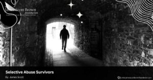 Man walking into the dark tunnel Selective Abuse Survivors and Lifelong Impact - James Scott Brown Foundation Lost Childhood